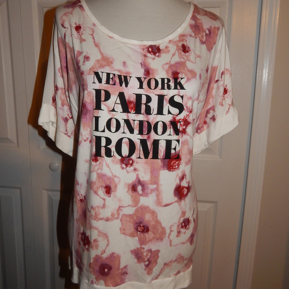 Dept 222 creame and pink long sleeve top